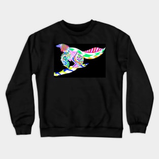 the eagle feathered dinosaur art in ecopop ancient pattern Crewneck Sweatshirt